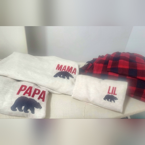 Cozy Family Bear Pajama Set - Cream and Red
